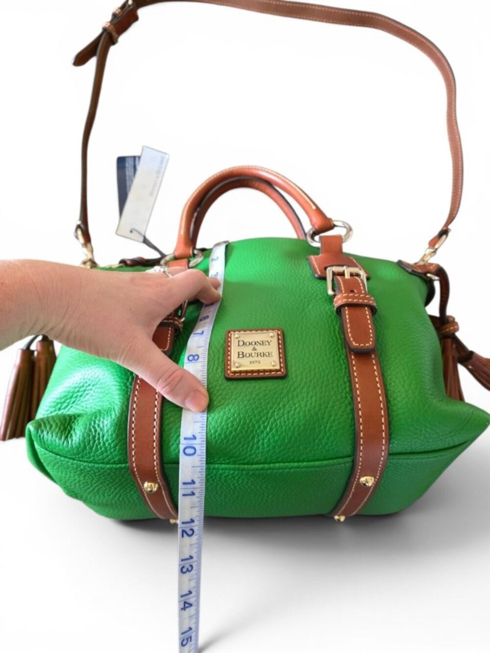 NWT Dooney & Bourke Bristol Satchel Kelly Green Pebble Leather Tassel Purse - Picture 14 of 16
